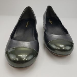 Cole Haan Milly wedge heels 6.5 B silver green